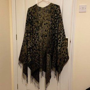 leopard print shoal with black tassels